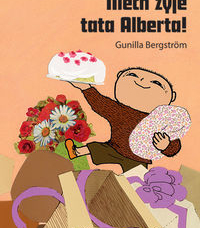 Okładka książki na której widać chłopca z torem, kwiatami i prezentami.