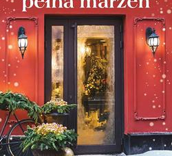 Okładka książki na której widać czerwoną fasadę domu z drzwiami do kawiarni.