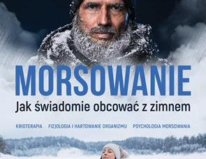 Okładka książki na której widać kobietę kąpiącą się zimą i mężczyznę obsypanego śniegiem.