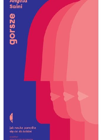 okładka książki fioletowa i czerwono-różowy profil kobiety