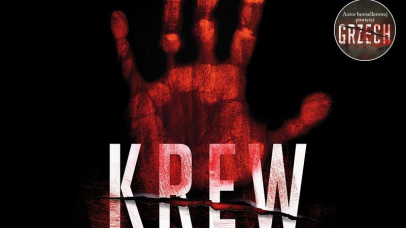 Na czarnym tle czerwony odcisk dłoni