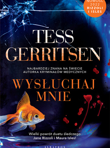 Ciemna okładka ze śladami krwi i złotą rybką