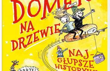 Żółta okładka i czerwony tytuł pomiędzy śmiesznymi rysunkami