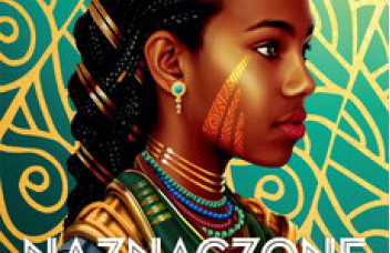 Profil ciemnoskórej dziewczynki na złoto-zielonym tle