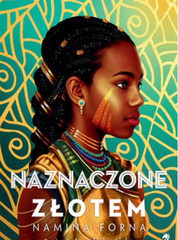 Profil ciemnoskórej dziewczynki na złoto-zielonym tle