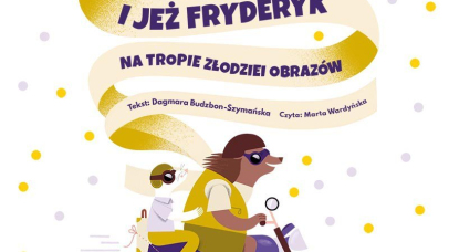 Na białym tle rysunek mysz i jeża jadących na motorze