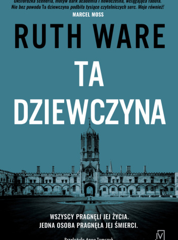 Na ciemnym tle biały tytuł książki a w tle budynek Oksfordu