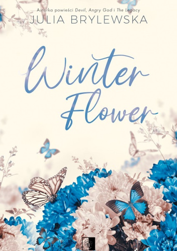 Na białym tle niebieskie motyle i kwiaty