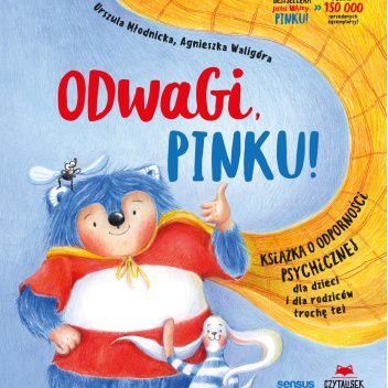 Na błękitnym tle rysunek Pinka