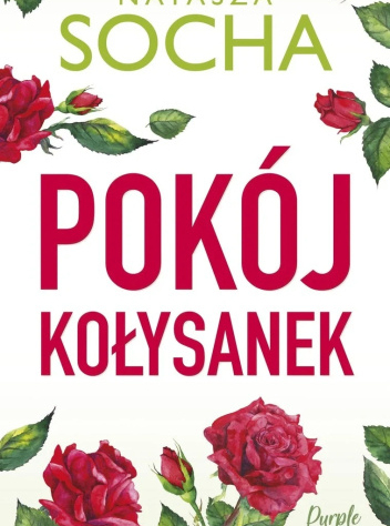 Białe tło a na nim wśród czerwonych róż czerwony tytuł