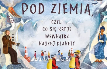 Jasnoniebieska okładka i pracujący pod ziemią ludzie